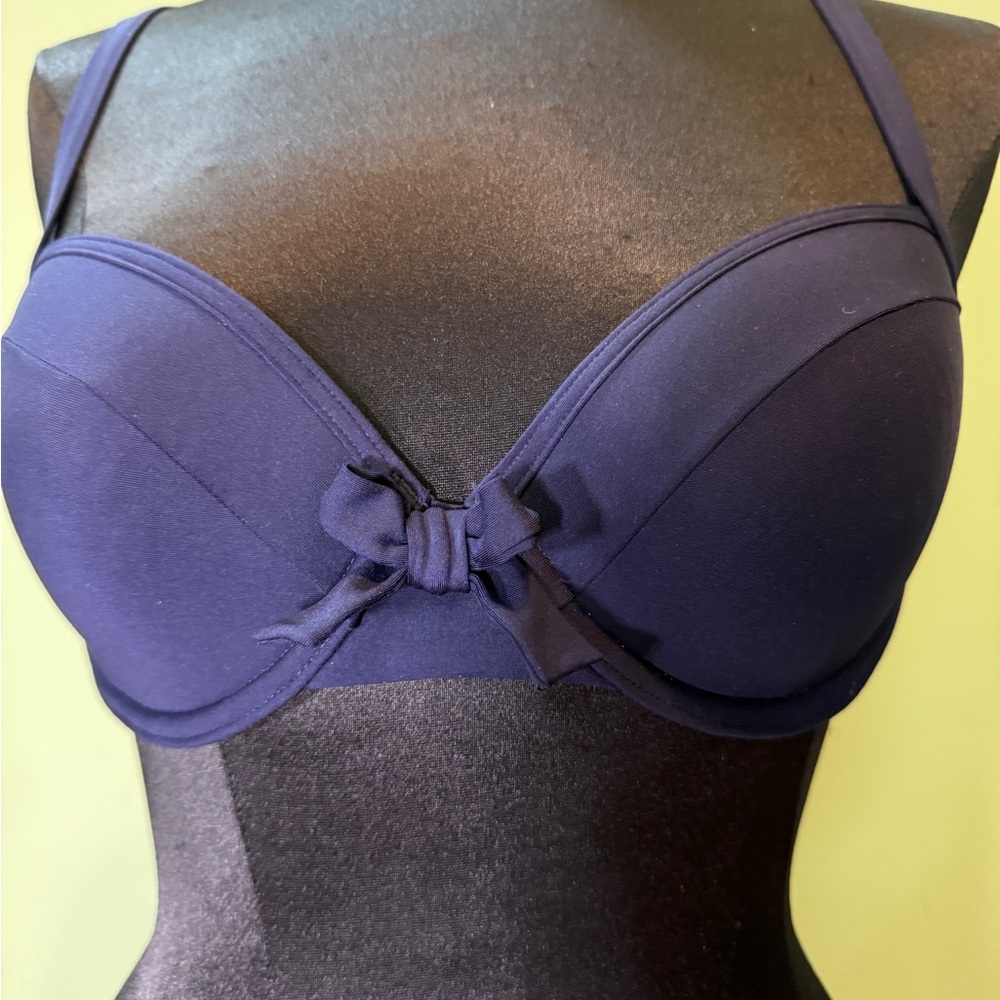 DKNY Dark Blue Bikini Top with Bow